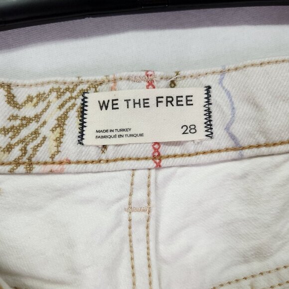 Free People Eden Printed High Slouchy Flare Jean Size 28 Floral Boho Button Fly - Picture 15 of 16